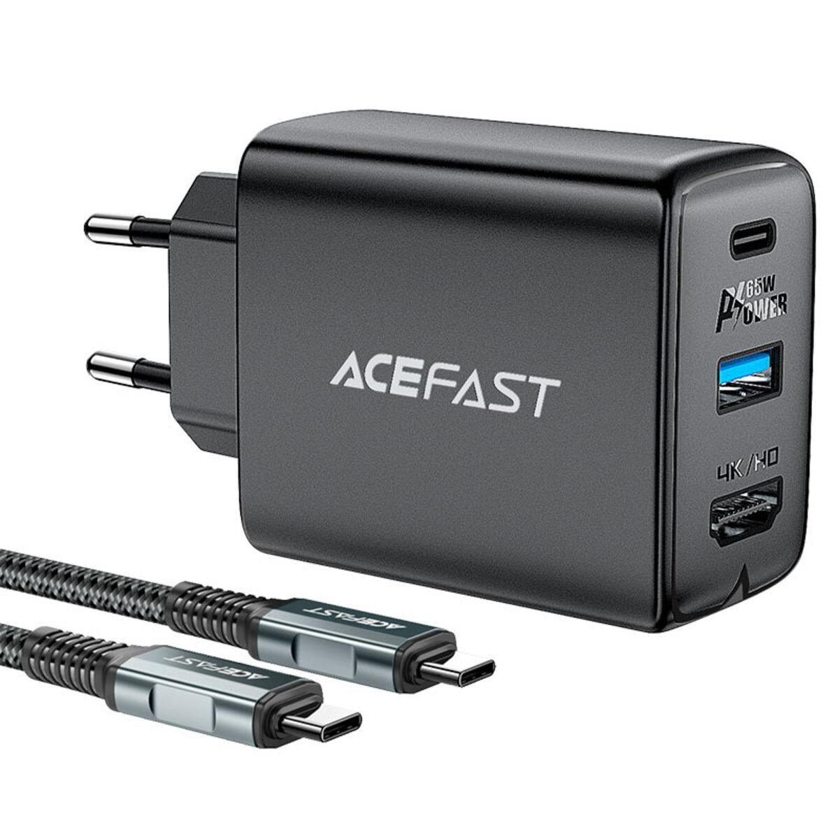 Зарядное устройство для Acefast A17 65W GaN GaN Multi-function HUB Type-C to Type-C cable Black (6974316281085)