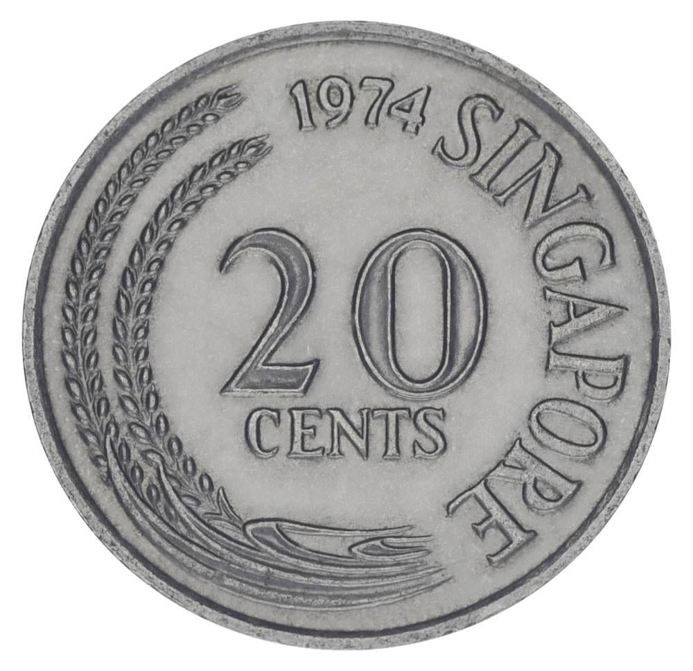 Колекційна монета Сінгапур 20 центів 1974 F-VF Риба-меч (KM#4)
