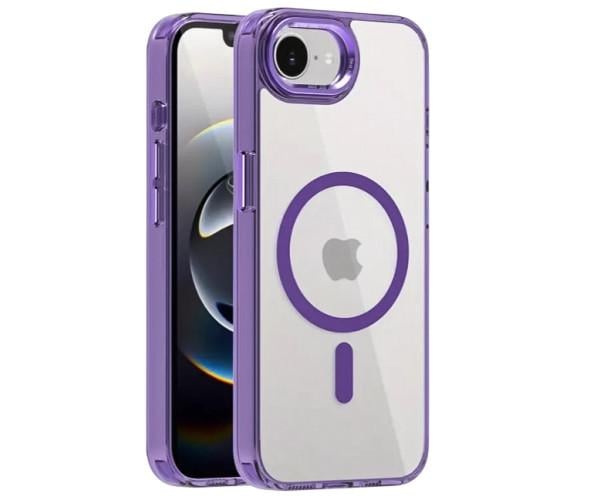 Чохол-накладка Ice Color Frame Magnetic Ring для iPhone 16e/iPhone 17e з магнітним кільцем Фіолетовий
