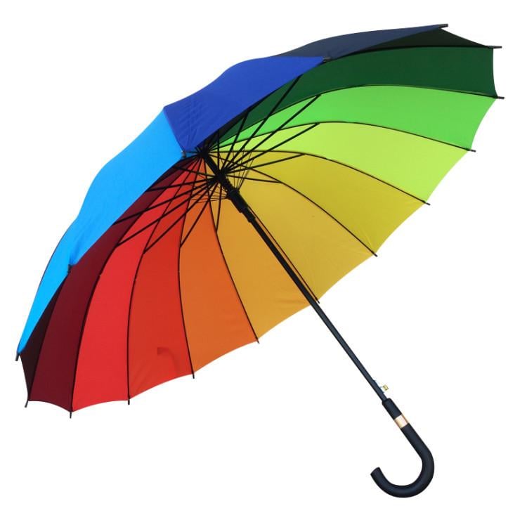 Зонтик трость полуавтомат 16 спиц Разноцветный (1932) Зонтик трость полуавтомат 16 спиц Разноцветный (1932)