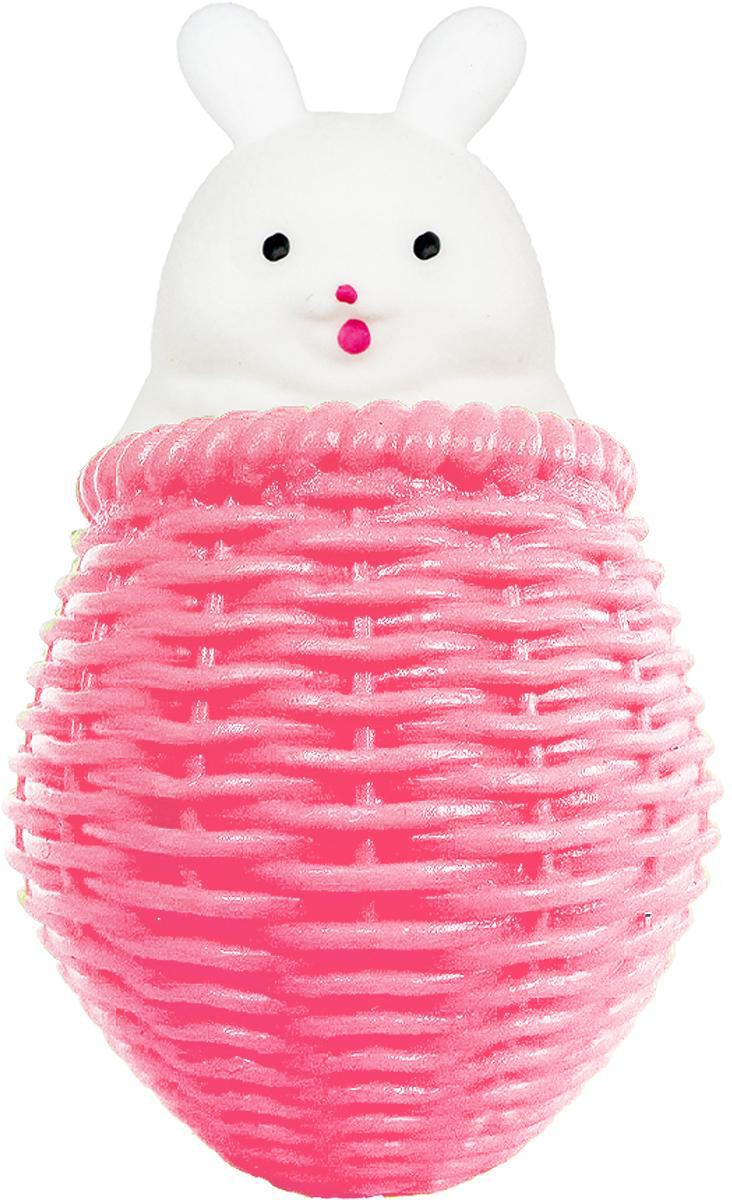 Игрушка антистресс Зайчик в корзине 10 см White/Pink - фото 1