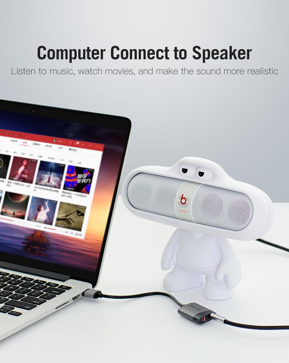 Звукова карта з підтримкою мікрофону Vention USB-2x 3,5 мм minijack 16 біт/48 кГц TRS AUX 3-піновий Сірий (CDKHB) - фото 10