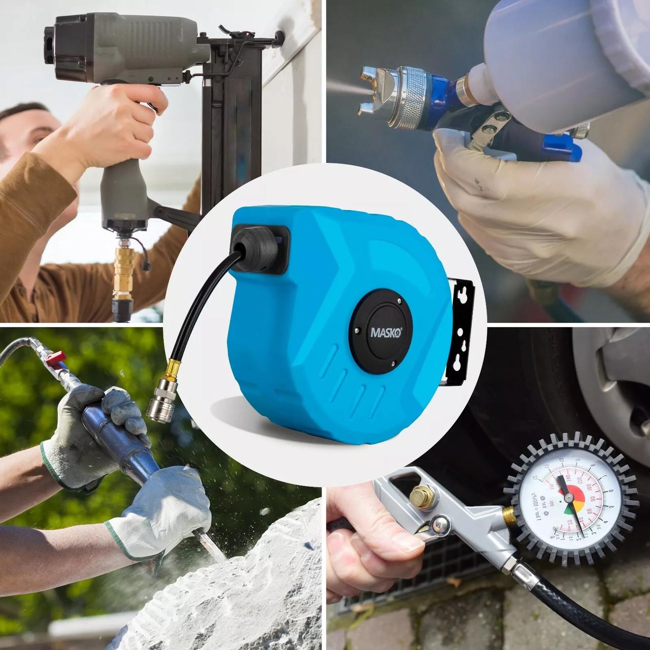 Шланг воздушный на автоматической катушке MASKO EU 1/4 барабан 10 м Синий - фото 7