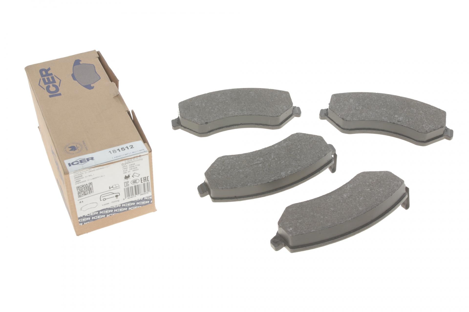 Тормозные колодки передние ICER для Chrysler Voyager/Jeep Cherokee/Dodge Caravan 00-08 (181512)