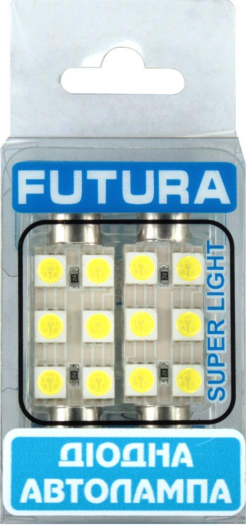Лампочка FUTURA 2-х цокольная LED T11 C10W SMD 6 диодов 24 V-1,7 Вт SV8.5-8 41 мм 2 шт. Белый (50823)