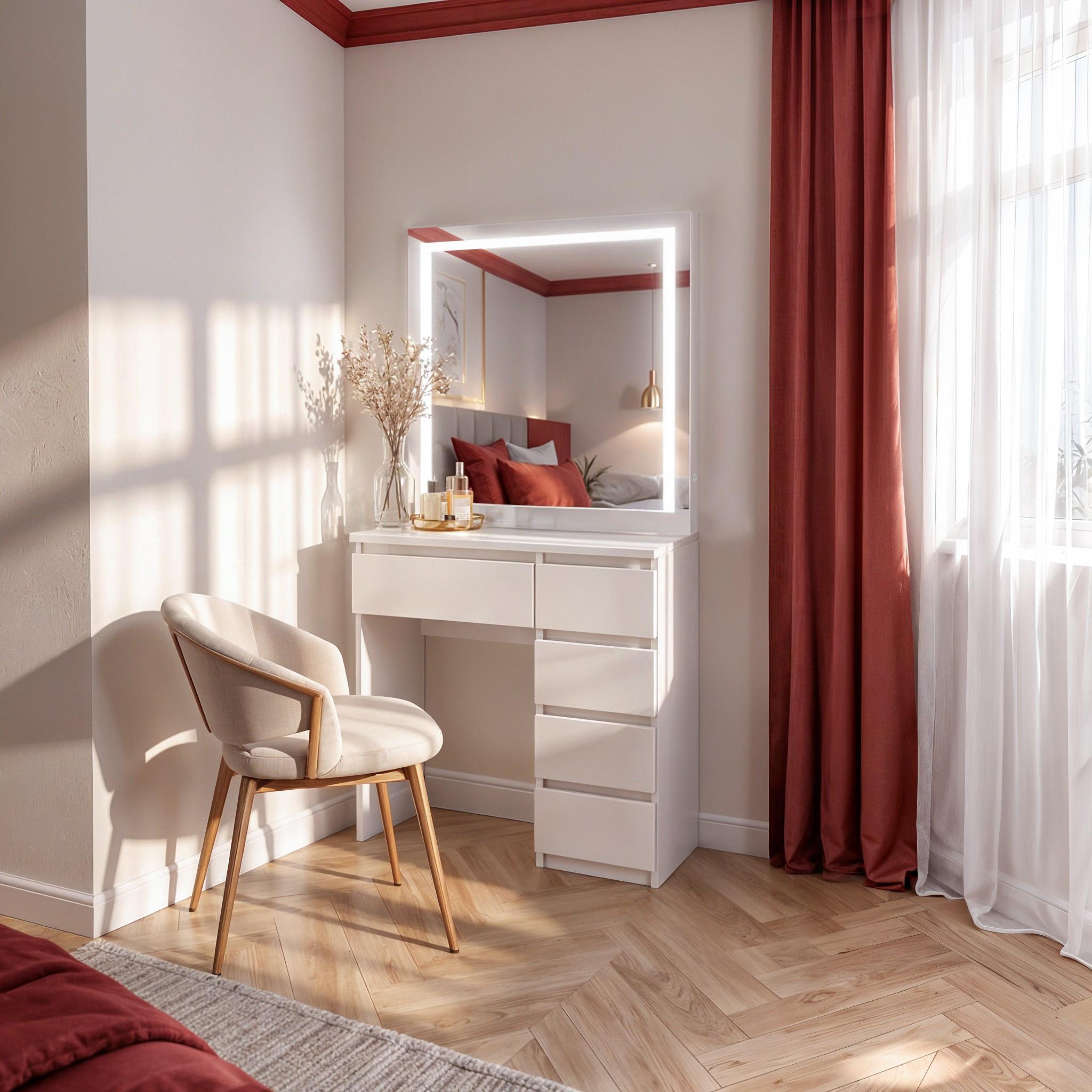 Туалетный столик с LED-подсветкой ST5PBLed 800x400x1600 мм Белый