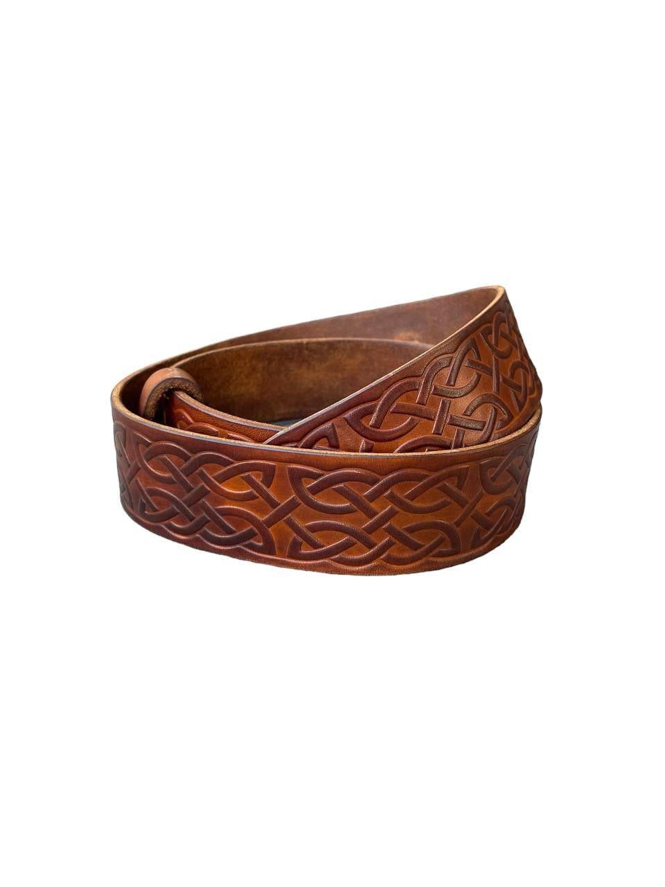 Пояс кожаный с тиснением для мужского ремня Gorillas Accessories Коричневый