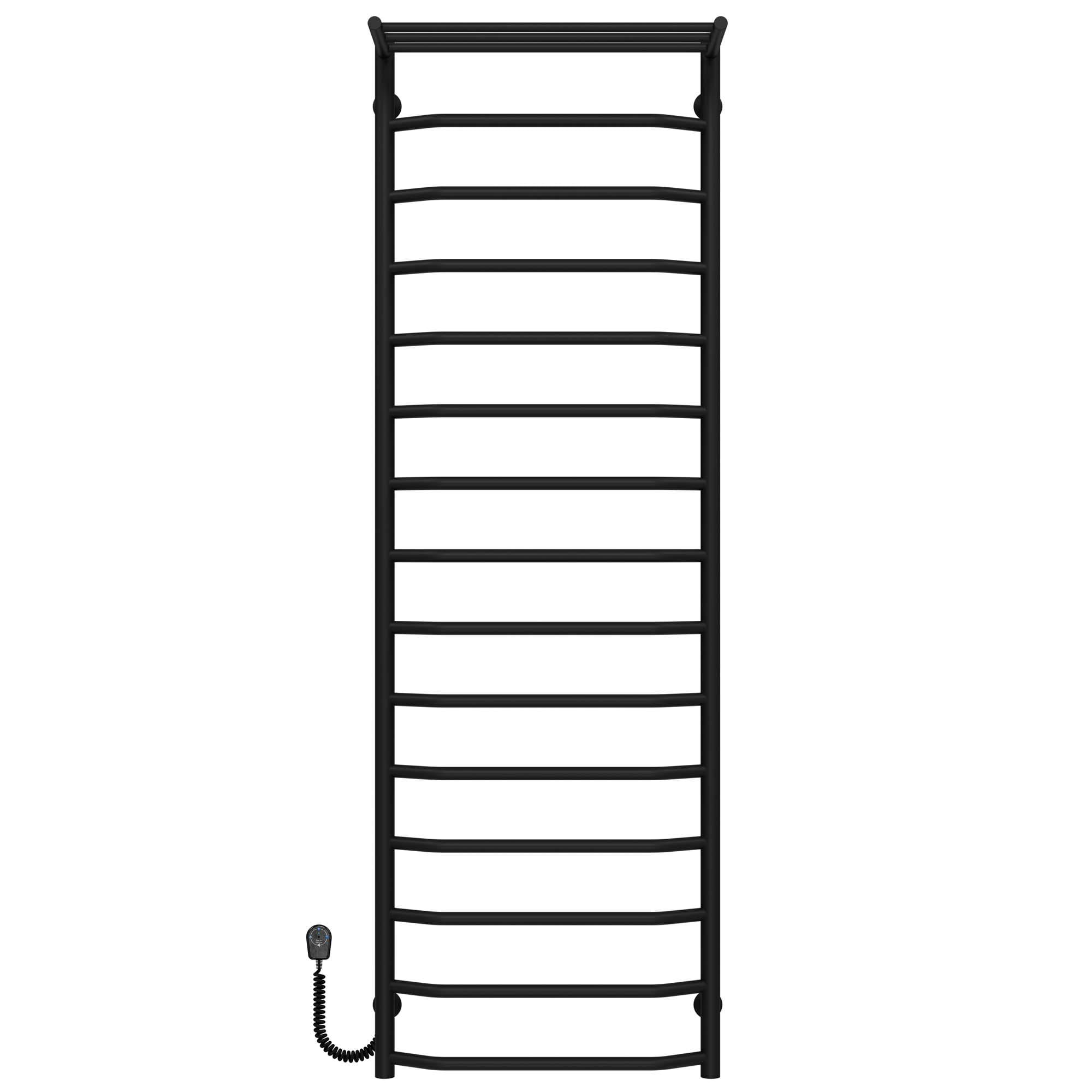 Полотенцесушитель электрический с полкой Deffi Трапеция П15 EF16 левое подключение нержавеющая сталь 500х1600 мм Черный (C.TP.160.50.15.EBL5)