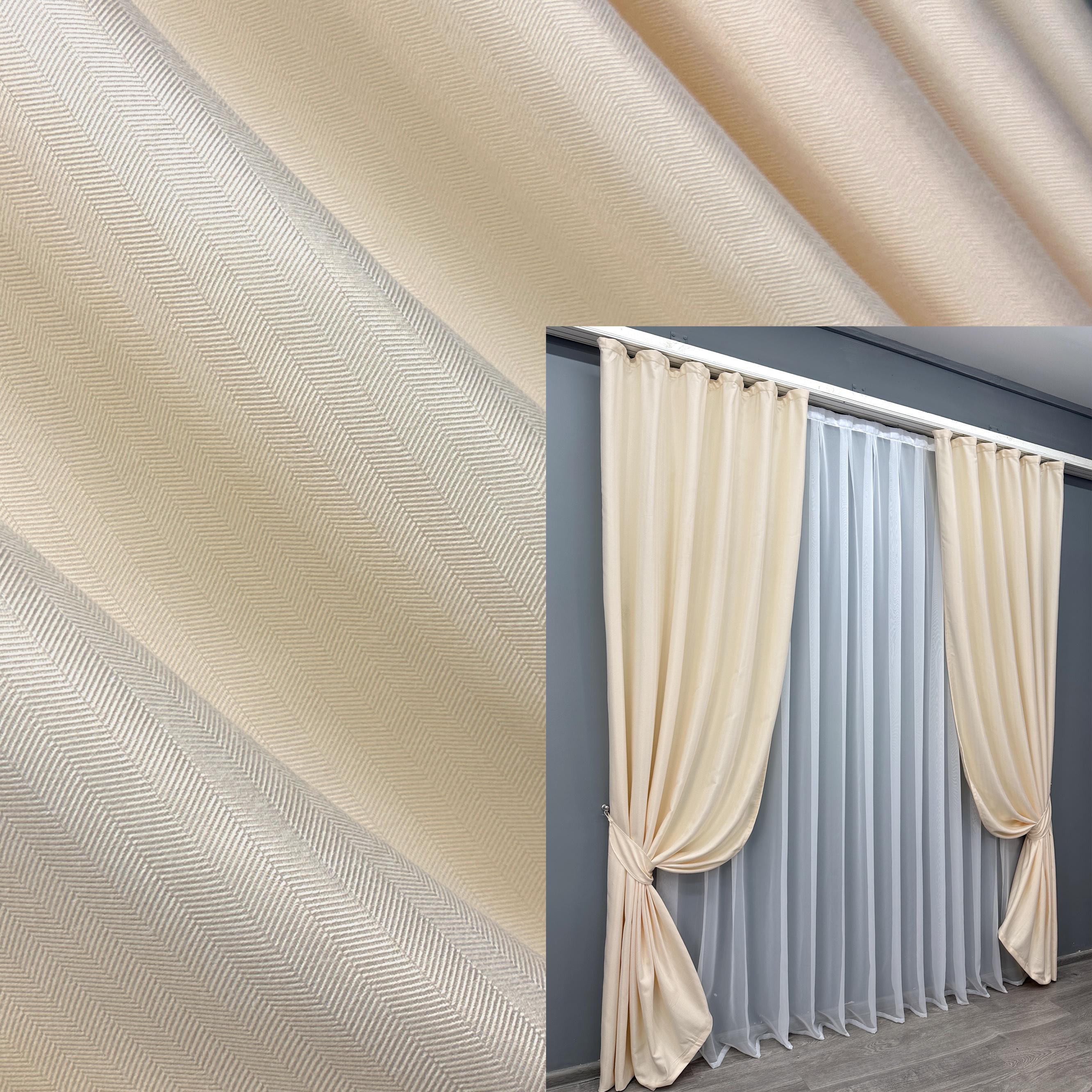 Комплект штор VR-Textil № 1735ш жаккард 150х270 см 2 шт. Кремовый (33-0703) - фото 5