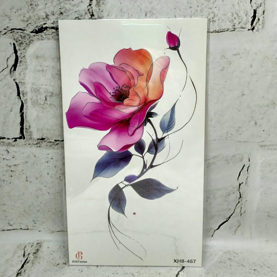 Тату временное Цветок лист 11,5x21 см (XHB-467)