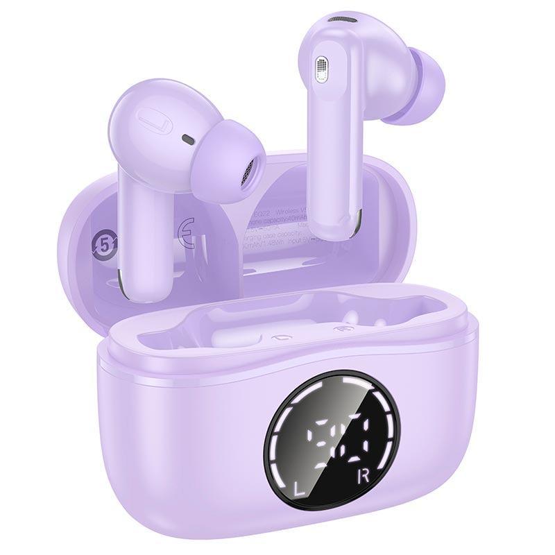 Наушники Hoco EQ22 Singer TWS с Bluetooth LED-дисплеем и активным шумоподавлением Фиолетовый (627093)
