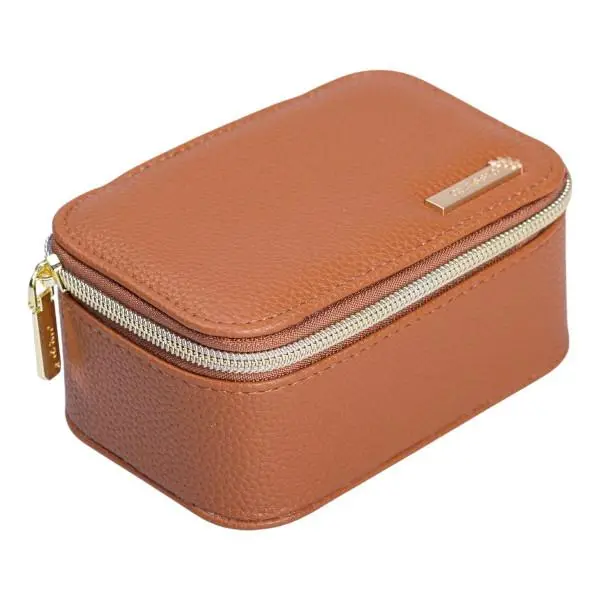 Шкатулка-органайзер для украшений YIWU из экокожи с 2 отделениями на молнии 13х9х6 см Коричневый (147-107- HP-5-26BR)