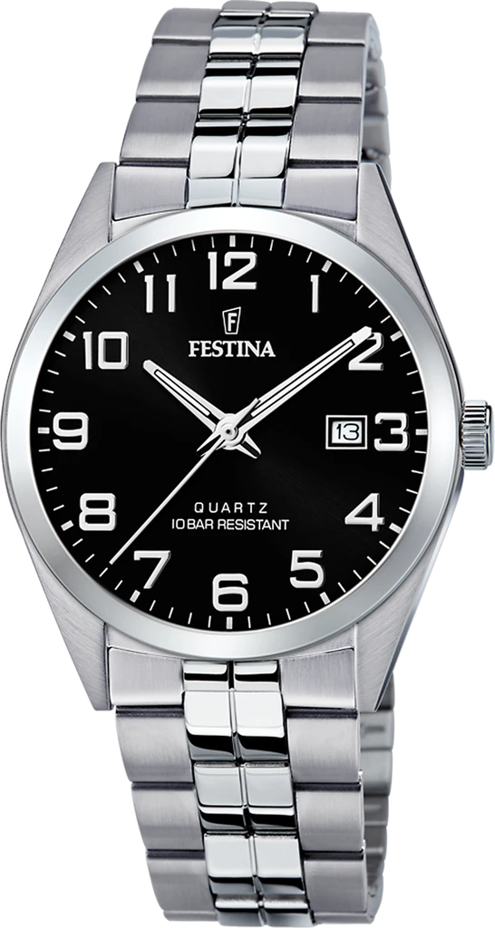 Наручные часы мужские Festina F20437/4 Classics со стальным корпусом WR 100 м и черным циферблатом Наручные часы мужские Festina F20437/4 Classics со стальным корпусом WR 100 м и черным циферблатом