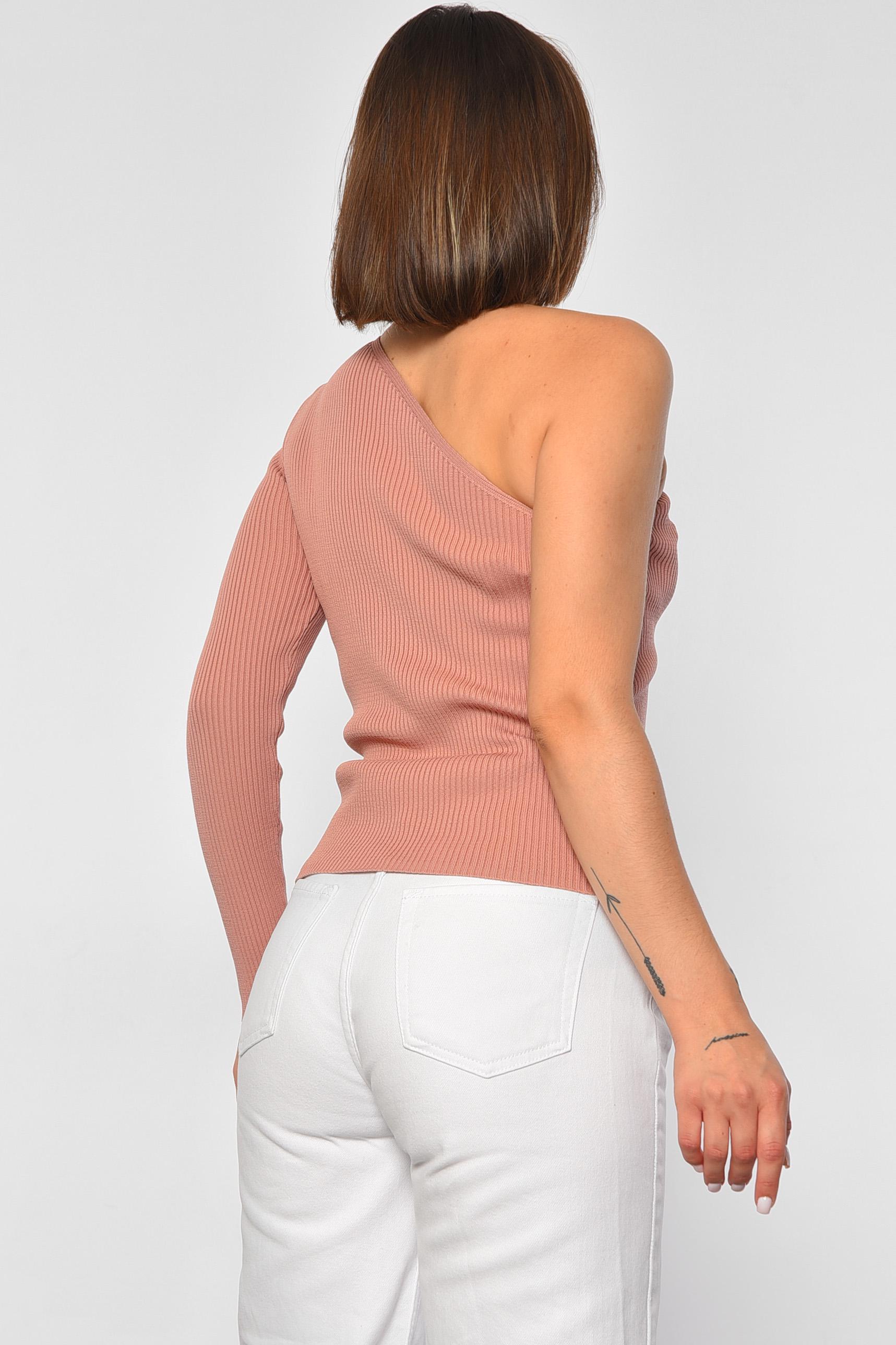 Кофта трикотажна жіноча з одним рукавом M Пудровий (187728) - фото 3