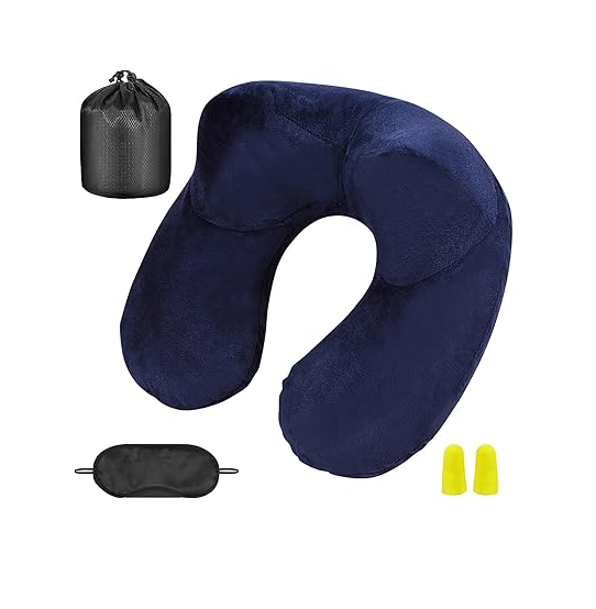 Дорожній набір подушка надувна з маскою та берушами Синій (А000104)