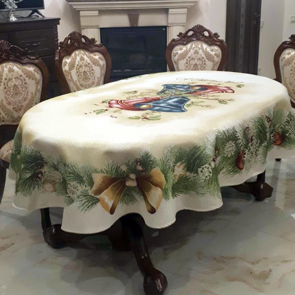 Скатерть гобеленовая Sagol Новогодняя овальная 160x220 ovale ST-136 (CN4129)