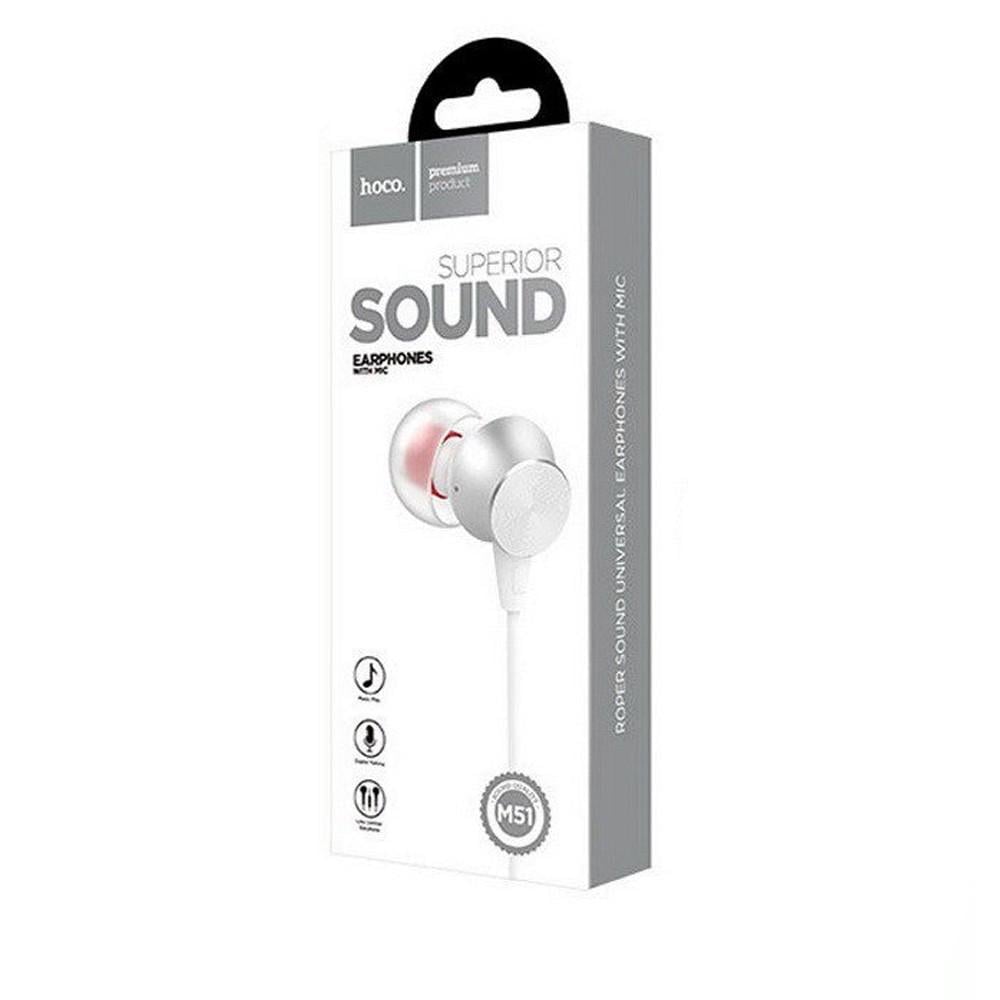 Наушники Hoco M51 Proper sound universal earphones c микрофоном White - фото 2