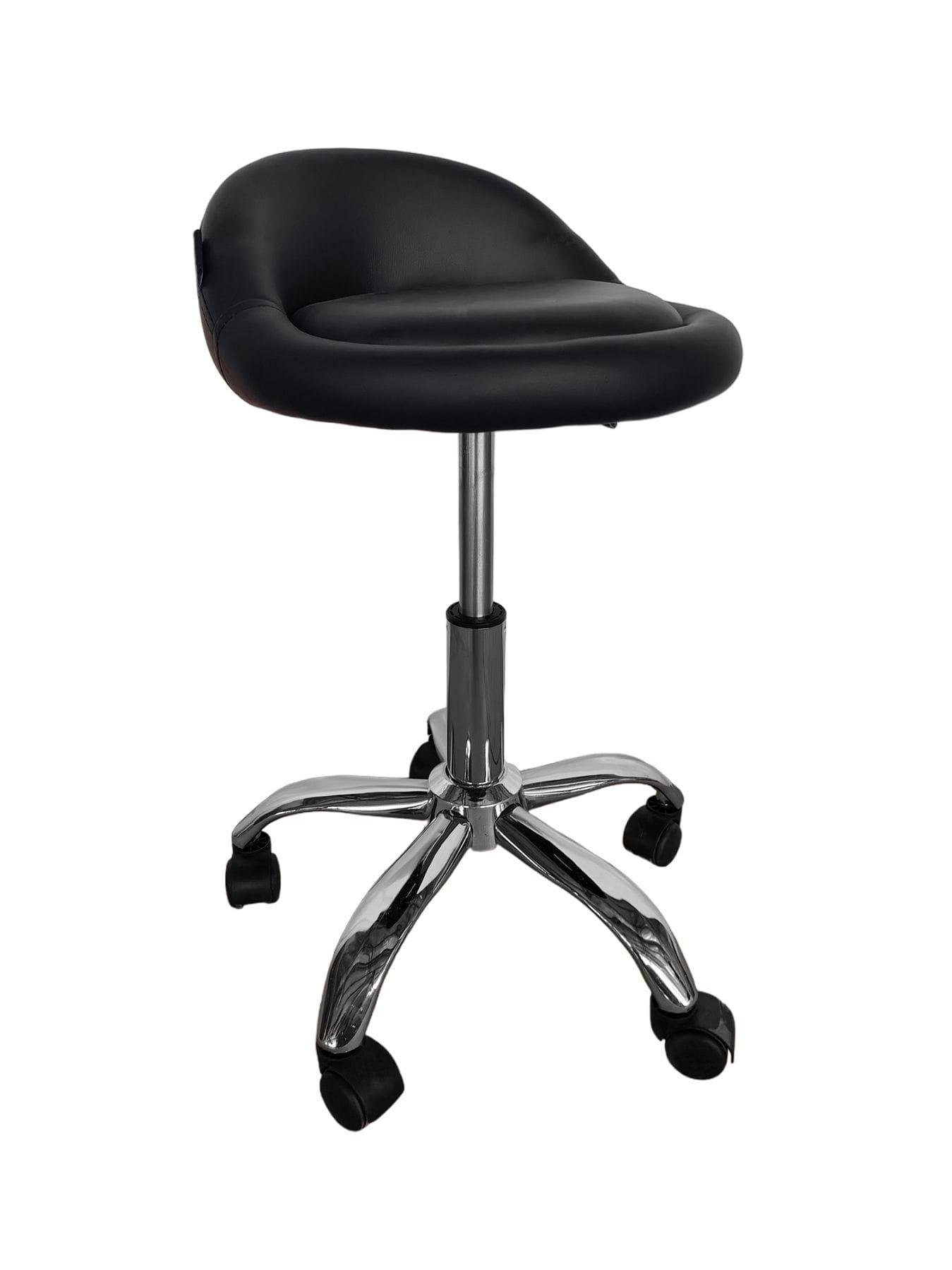 Табурет на колесах со спинкой круглый Черный (368130)