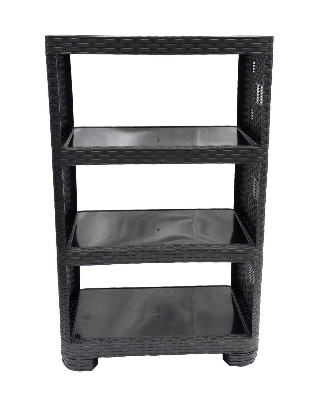 Этажерка ПолимерАгро Ротанг пластиковая на 4 яруса Черный (1393-ЧР) - фото 2 Этажерка ПолимерАгро Ротанг пластиковая на 4 яруса Черный (1393-ЧР) - фото 2