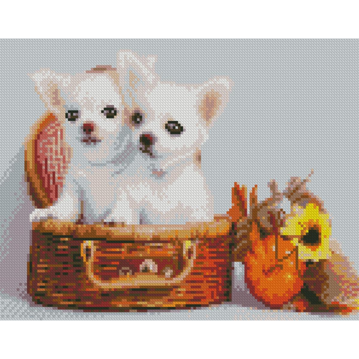 Алмазная мозаика Strateg Премиум Песики в корзине 30x40 см (HX518)