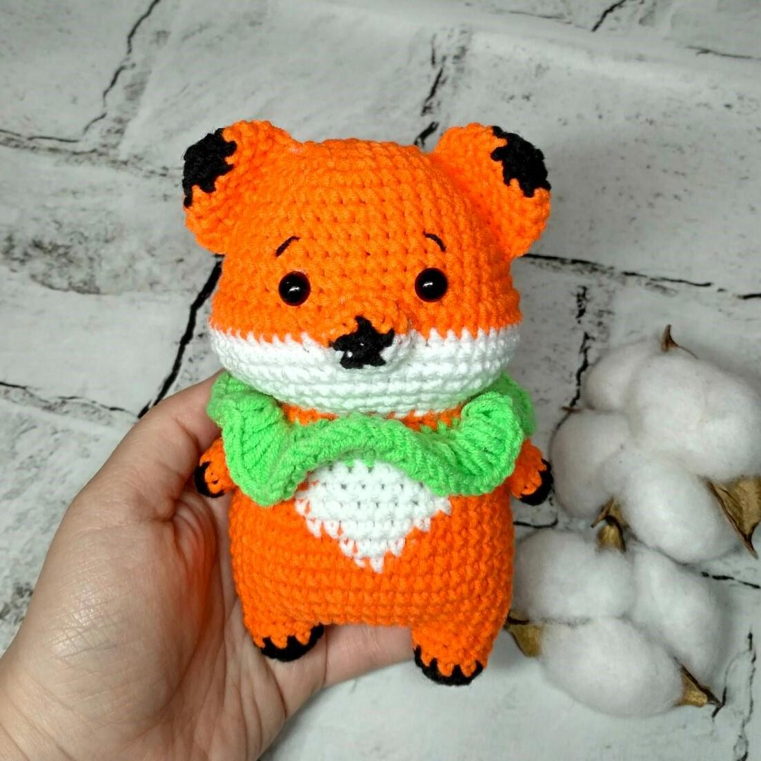 Мягкая игрушка вязаная ручной работы Лисичка 14 см Оранжевый (202-80-3) - фото 2 Мягкая игрушка вязаная ручной работы Лисичка 14 см Оранжевый (202-80-3) - фото 2