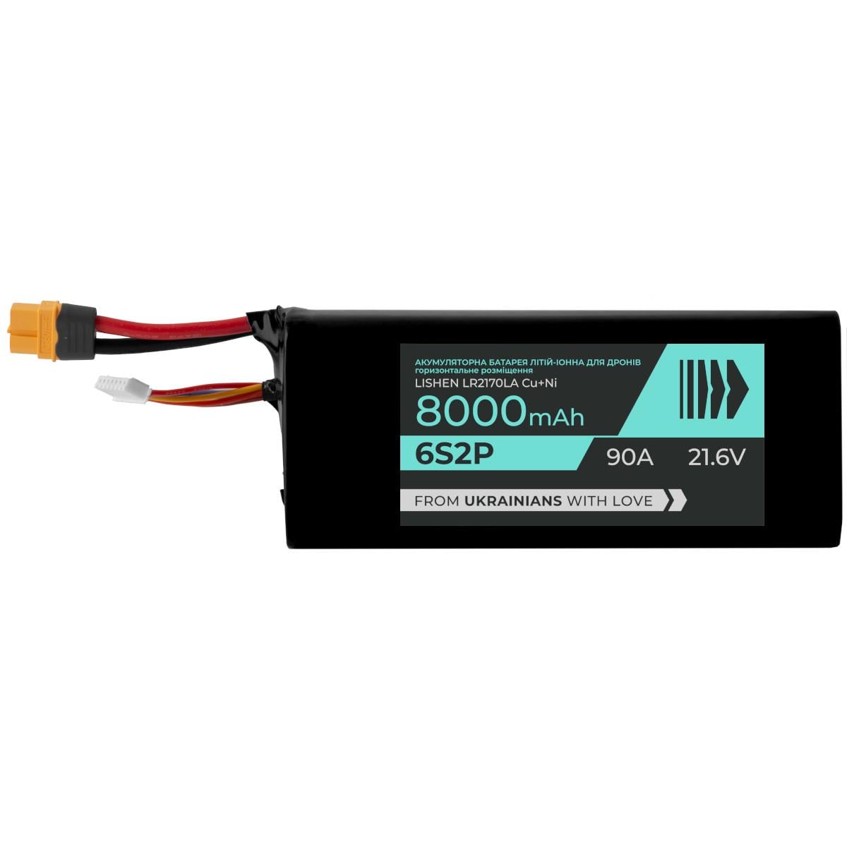 Аккумулятор для FPV дрона BTRY 6s3p Lishen Cu+Ni 8000 мАч 21,6 В/90 А горизонтальный