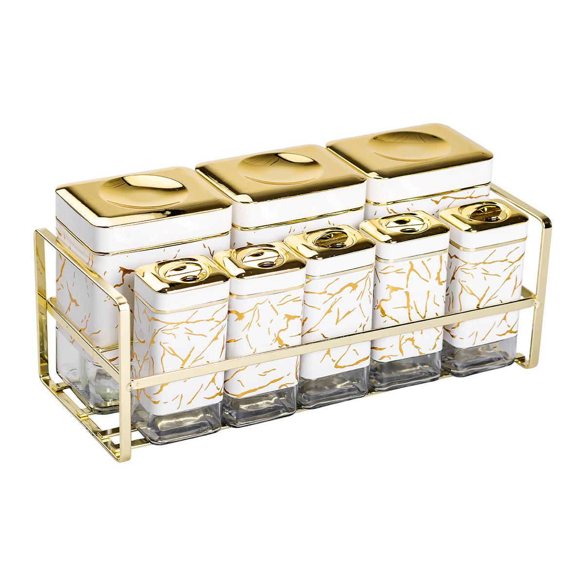 Набір для приправ та спецій на підставці з кришками 8 шт. Білий (HP-1365) - фото 2 Набір для приправ та спецій на підставці з кришками 8 шт. Білий (HP-1365) - фото 2