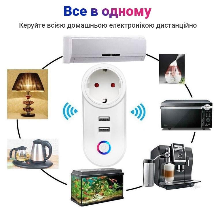 Wifi розетка розумна Digital LIon IS-02w p USB роз'ємами/16А/підтримка Tuya/Android + iOS - фото 8