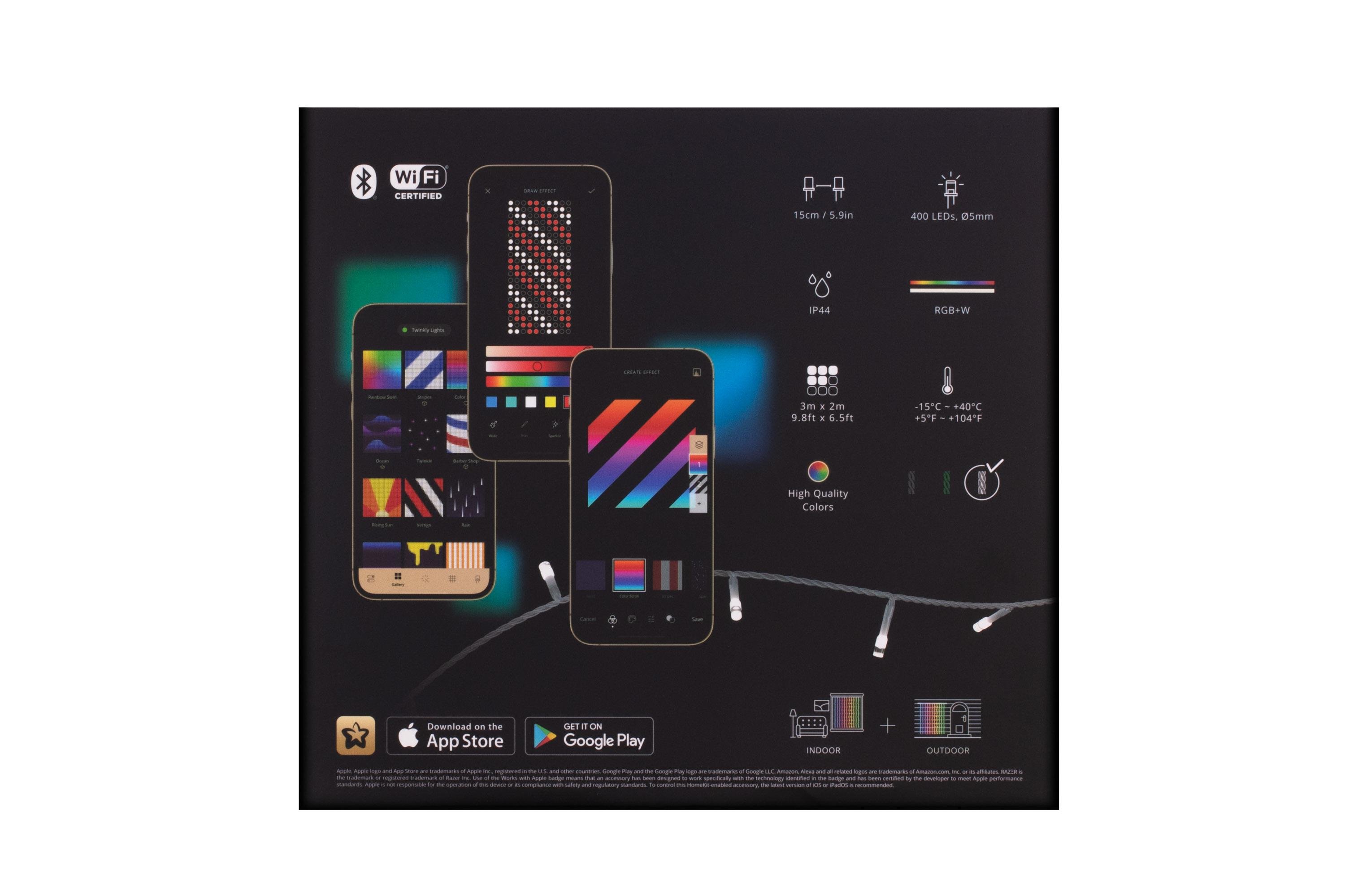 Гірлянда штора Twinkly Curtain RGBW Smart LED 400 ламп з прозорим кабелем 1,45х2,1 м (TWW400SPP-TEU) - фото 4