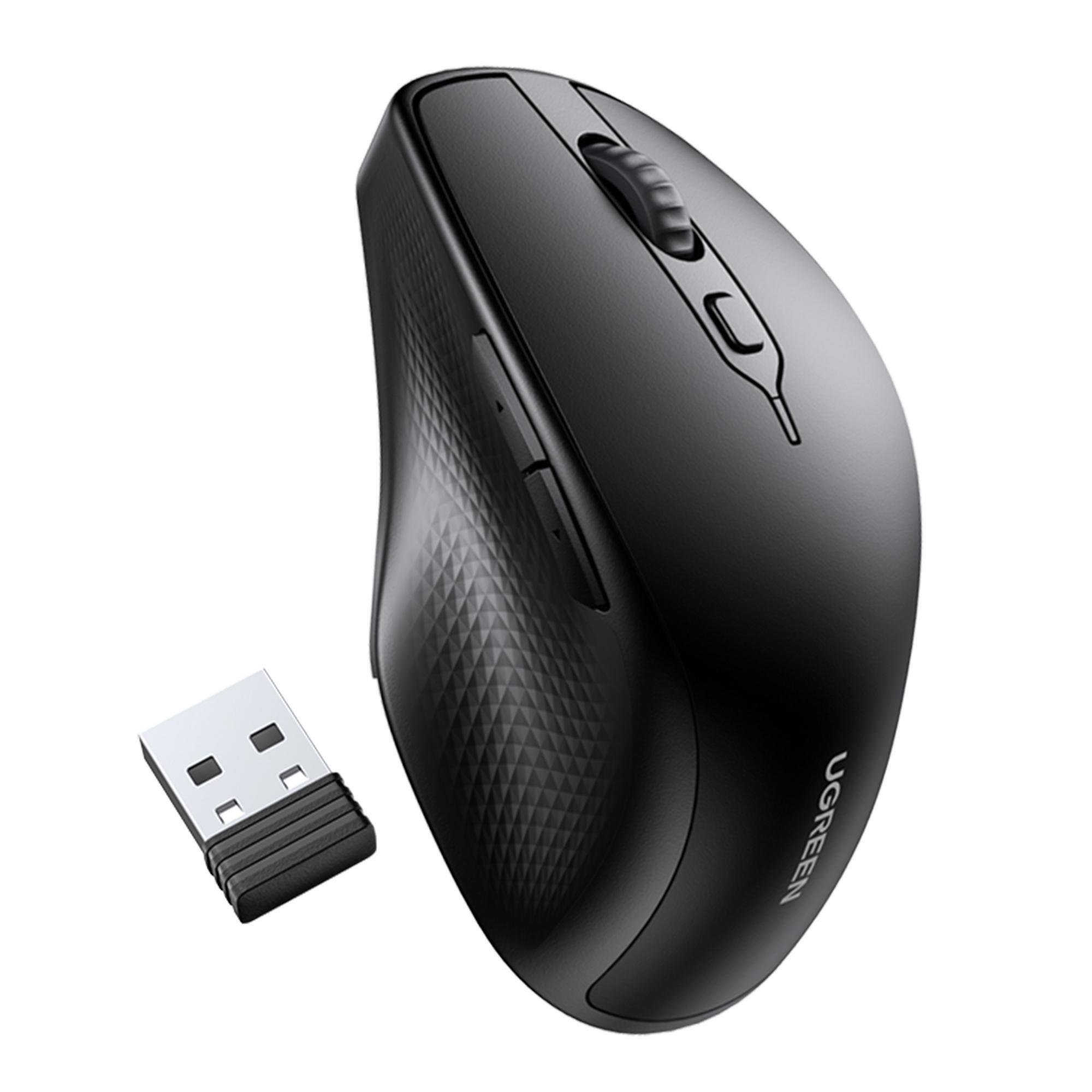 Мышка беспроводная UGREEN Bluetooth 5.0/2.4G с USB-приемником 4000 DPI 5 Черный (90395)