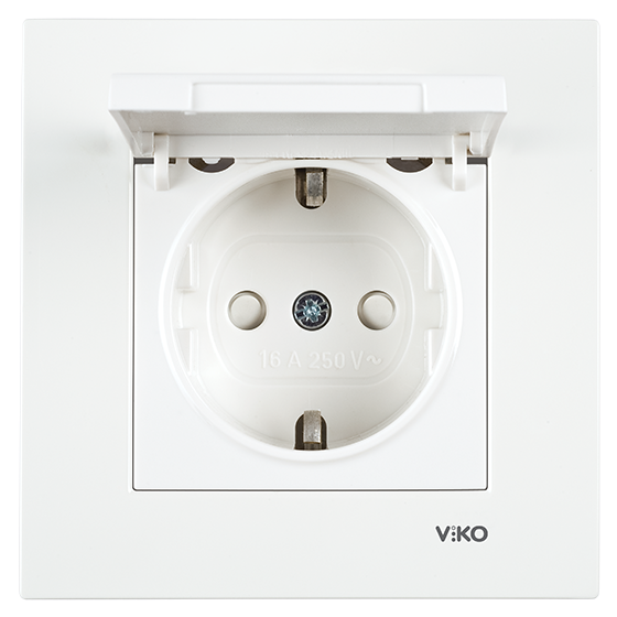Розетка із заземленням Viko Karre з кришкою Білий (90960012)