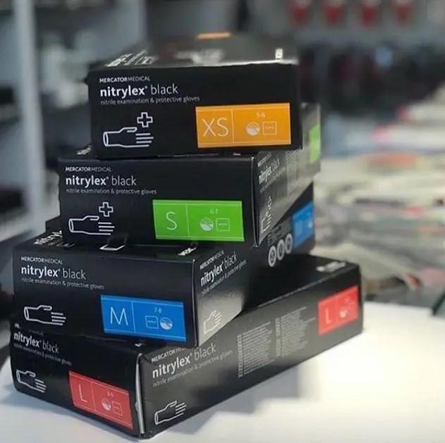 Перчатки Mercator Nitrylex нитриловые неопудренные 100 шт. L Черный - фото 9