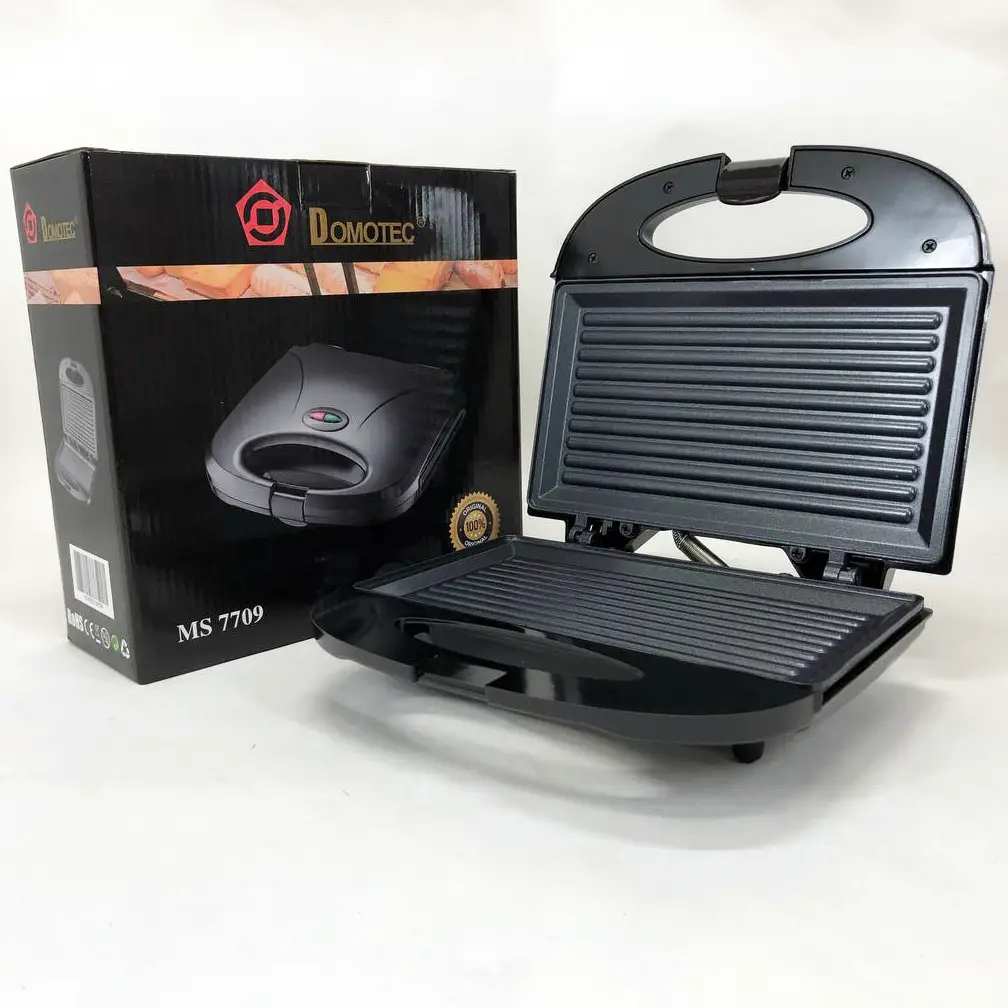 Бутербродница Domotec MS 7709 1000 Вт с антипригарным покрытием Черный (GR-04978)
