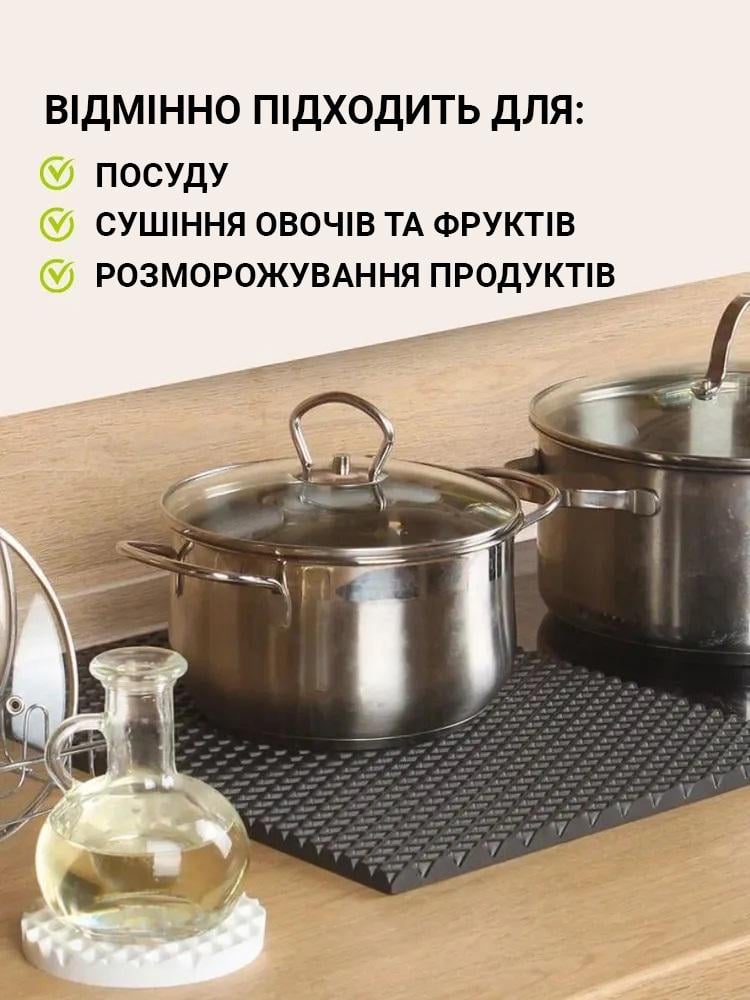 Килимок для сушіння посуду EVAPUZZLE KITCHEN 40x30 см Чорний (kitch4030bl) - фото 6