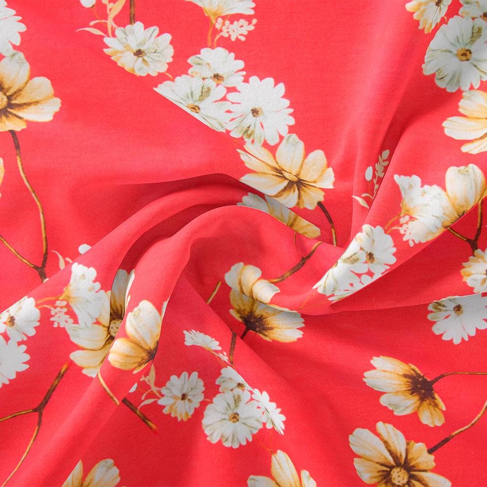 Ткань батист Digital Космея Красный (18398)