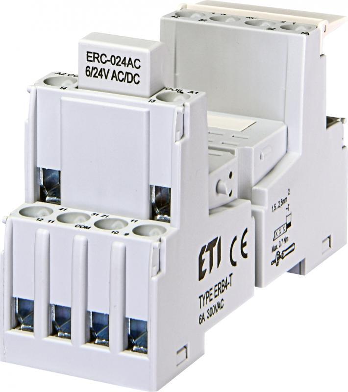 Колодка для промежуточного реле ETI ERB4-T 6A 14к 300V AC тип Т ERM4 (2473014) - фото 1 Колодка для промежуточного реле ETI ERB4-T 6A 14к 300V AC тип Т ERM4 (2473014) - фото 1