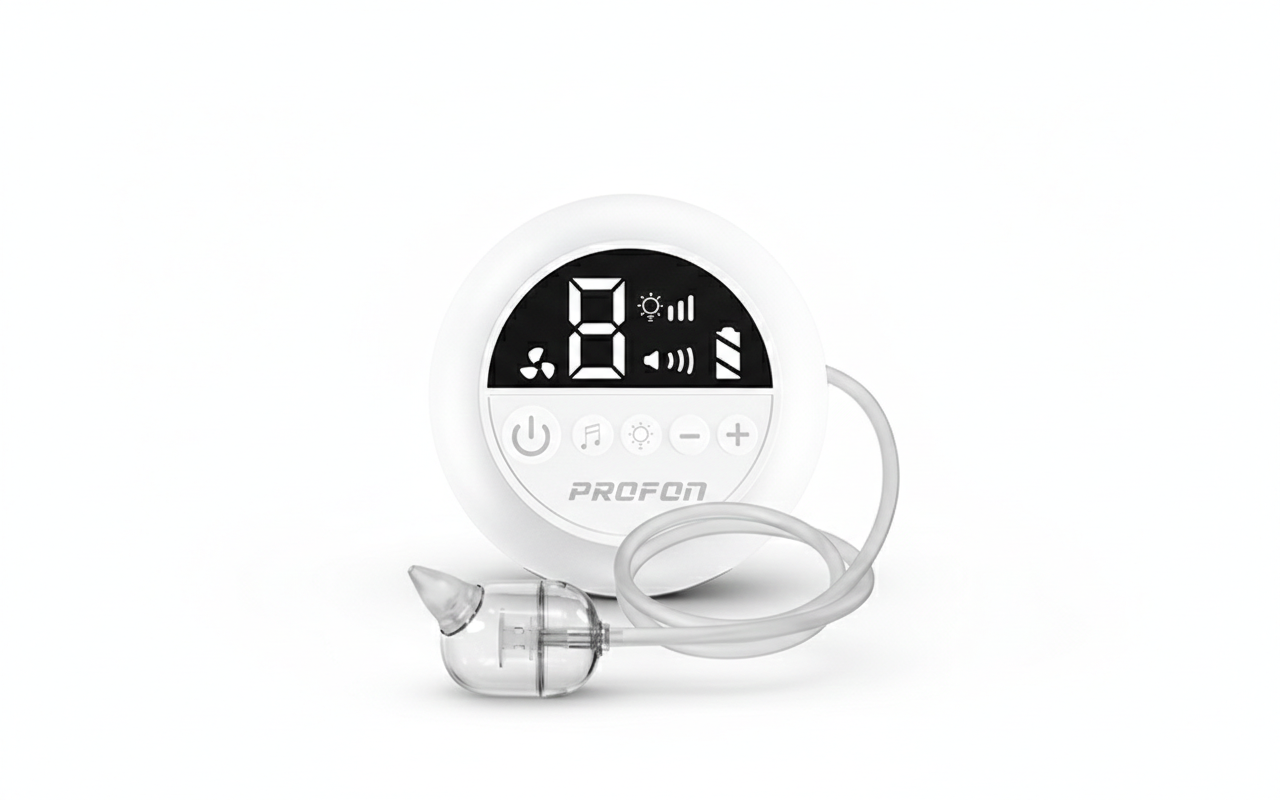 Аспиратор аккумуляторный детский назальный Profon на 9 уровней мощности мощный с музыкой и LED-дисплеем (9/844)