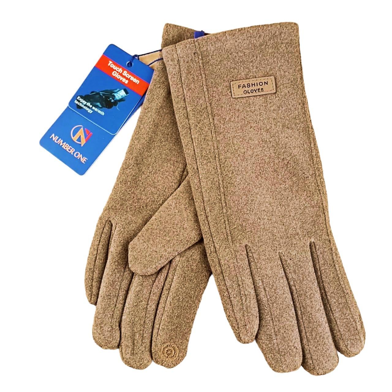 Рукавички жіночі UGC Дизайн 2 сенсорні пальтова тканина Коричневий (47348)