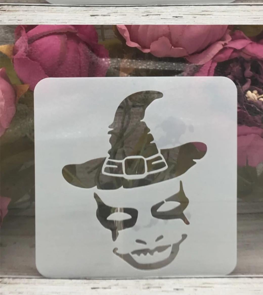 Трафарет для Хэллоуина Лицо клоуна 13х13 см Серый (7615/12)