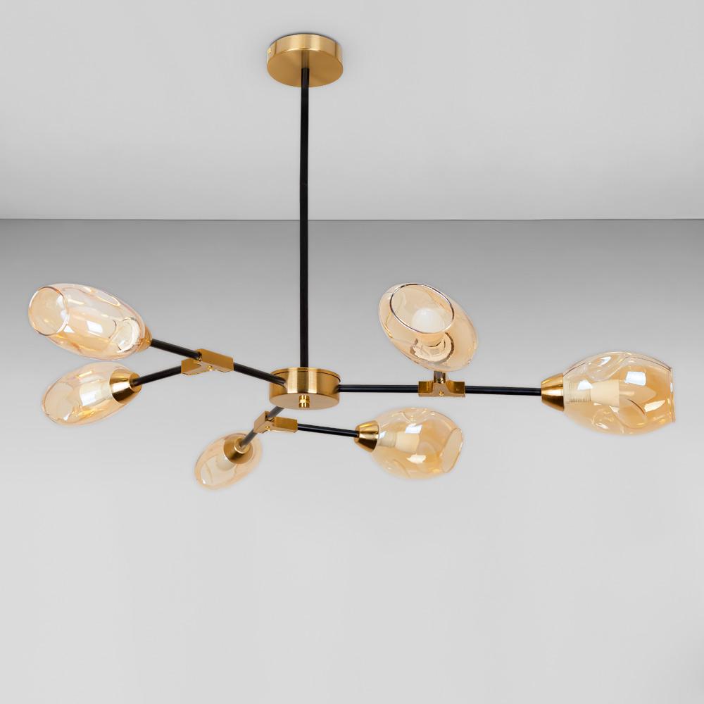 Люстра потолочная молекула Light House LS-18645-6 BR Бронзовый/Черный/Янтарный