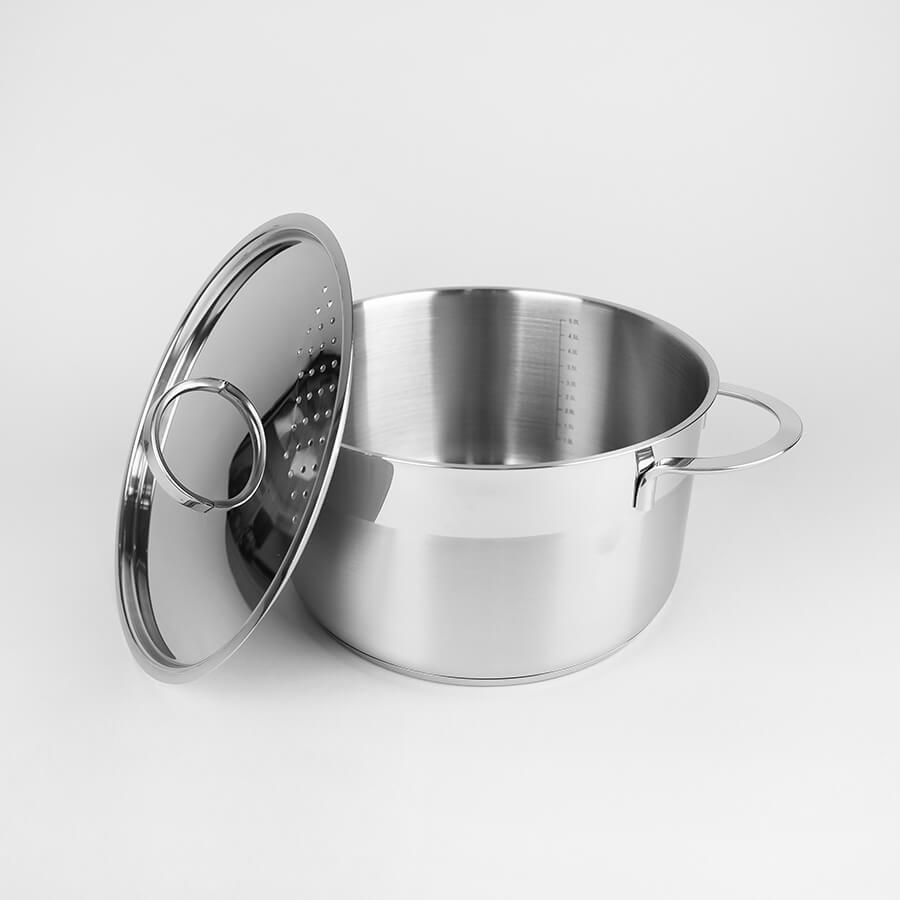 Кастрюля нержавеющая сталь с крышкой-дуршлагом и мерной шкалой 3 л (MR-3511-20)