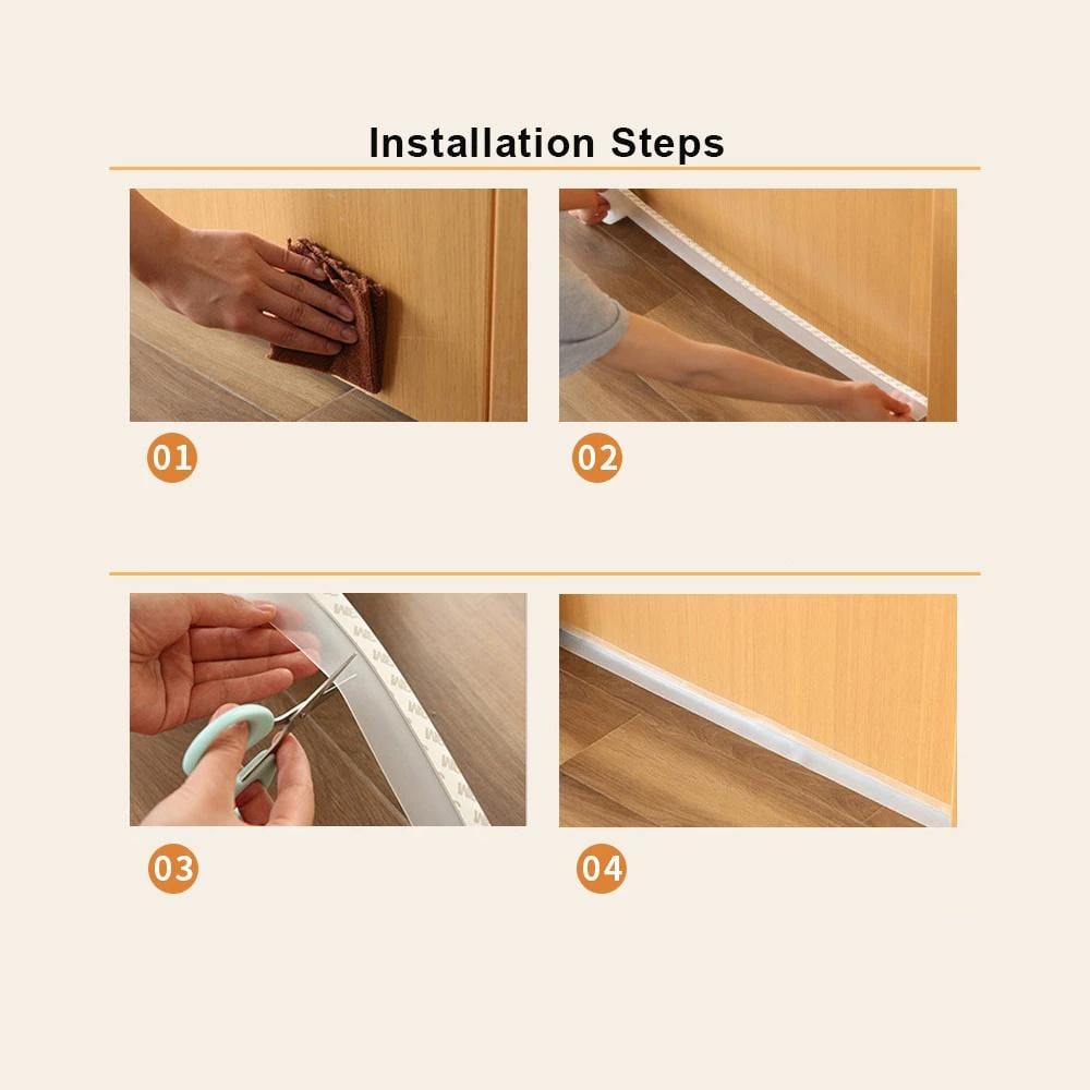 Уплотнительная самоклеящаяся лента для дверей и окон силиконовая 200 см Прозрачный - фото 9