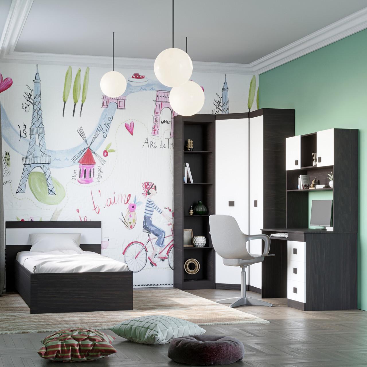 Спальня детская Эверест Соната Комплект 11 модульная 6 элементов Венге темный/Белый (DTM-2595) - фото 2 Спальня детская Эверест Соната Комплект 11 модульная 6 элементов Венге темный/Белый (DTM-2595) - фото 2