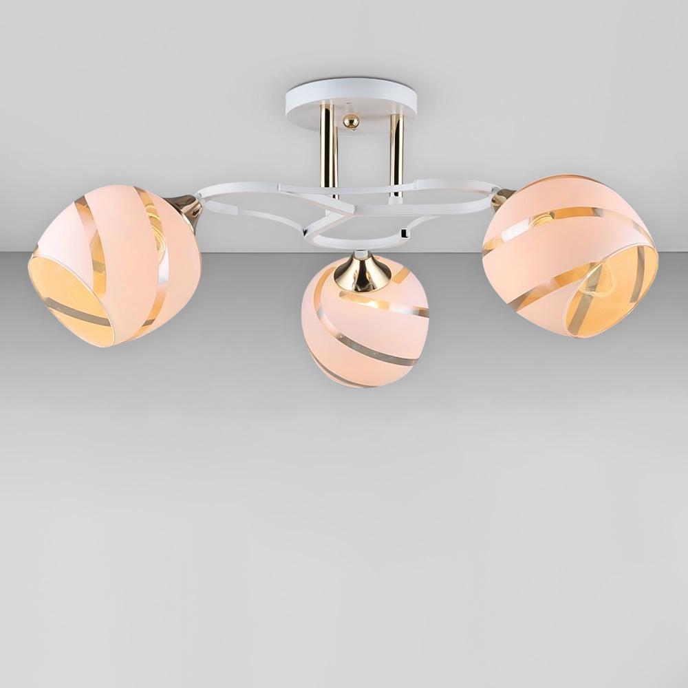 Люстра потолочная Light House SR-18990/3 FGD+WT 580х250 мм E27 Белый/Золотой