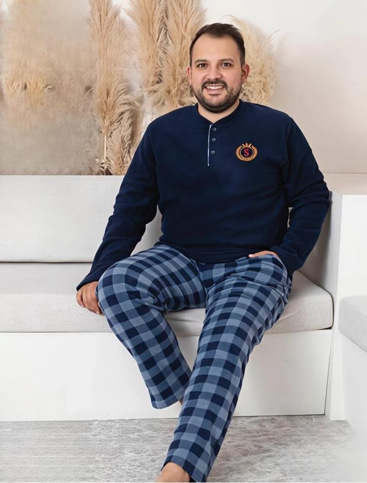 Пижама мужская теплая из флиса полар 3XL Синий (SNC3448)