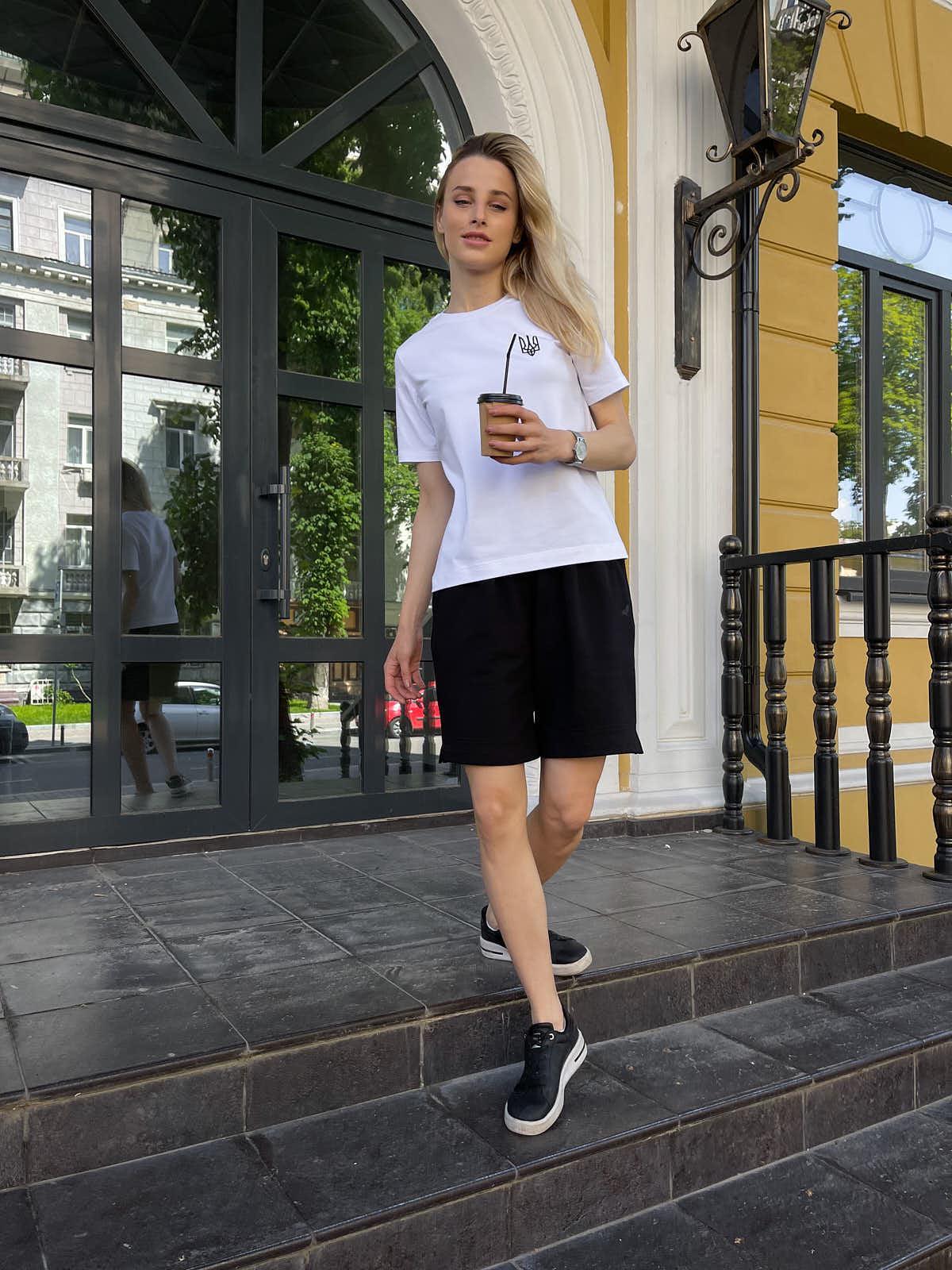 Футболка жіноча тризуб маленький FROMUS L Білий (2546-1) - фото 4 Футболка жіноча тризуб маленький FROMUS L Білий (2546-1) - фото 4