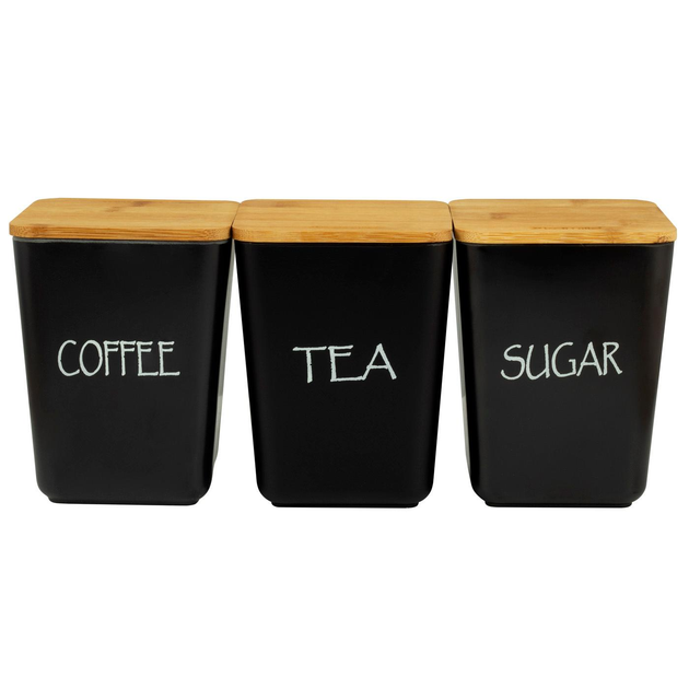 Набір ємностей для зберігання Kamille КМ-1134В із бамбукового волокна з кришками 11х11х10,6 см Чорний (150-84-1134В)