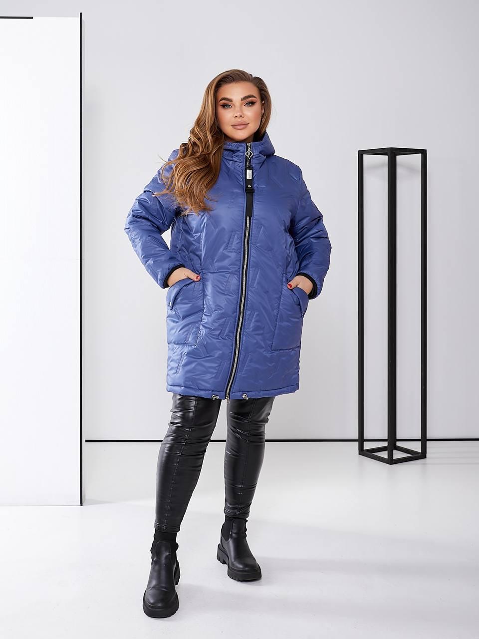 Куртка жіноча на блискавці весна/осінь р. 64-66 Синій (1397) - фото 2 Куртка жіноча на блискавці весна/осінь р. 64-66 Синій (1397) - фото 2