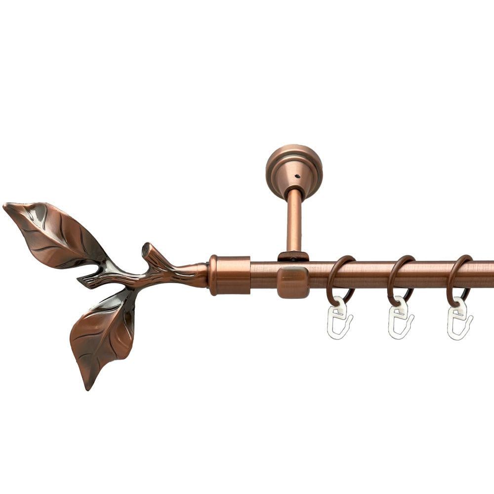 Карниз металлический Orvit Листок Розы однорядный открытый/гладкая труба/кольцо металлическое Медь 16 мм 200 см (00-00019345) - фото 1 Карниз металлический Orvit Листок Розы однорядный открытый/гладкая труба/кольцо металлическое Медь 16 мм 200 см (00-00019345) - фото 1