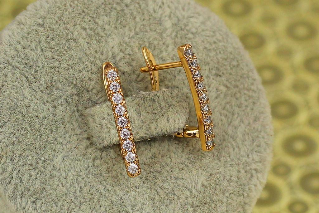 Серьги Xuping Jewelry дорожки с камнями 1,9 см Золотистый (2266738384)